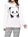 VENTELAN Women's Cute Panda Striped Long Sleeve Autumn Pajama Set Nighty, Medium, White/Black