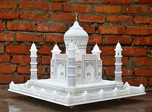 Nilvarna Handicraft Indian White Marble Handmade Agra Tajmahal Replica Model/Symbol of Love/Taj Mahal Gift 7 inch