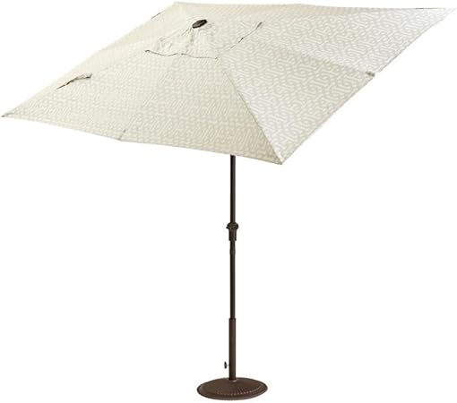 Amazon Com Hdc Inc Camden 10 Ft X 6 Ft Aluminum Crank Patio Umbrella In Fretwork Flax Sunbrella Fabric Garden Outdoor
