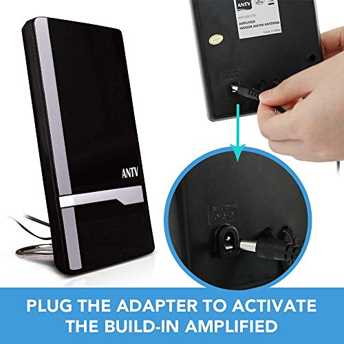 ANTV Radio Antenna, Indoor Amplified FM AM Antenna 50 Miles for Stereo Radio Audio Signals RF Broadcast Receiver Tuner, 6ft 75Î© FM Coaxial Cable and 6ft AM Cable