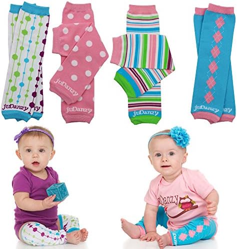 juDanzy 4-pack Organic baby &amp; toddler leg warmers gift set for boys &amp; girls (One Size (12 pounds to 10 years), Organic Whimsy)