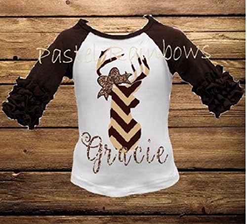 Chevron Deer Personalized Icing Raglan Shirt-Girls Raglan-Brown Raglan-Camo Deer Raglan Inactive