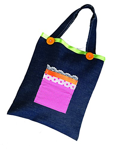 AMAV Fashion Time The Little Seamstress Denim Creations Craft Educational Sewing Kit - DIY Make Your Own Fashion, Sewing Machine Set for Girls