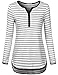 Messic Women's V-Neck 3/4 Roll Up Sleeve High Low Hem Casual Striped Tunic Shirts
