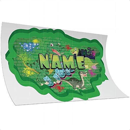 GRAFFITI PERSONALISED Dinosaur Sticker Crack Wall Boys Girls Room Wall Sticker Decals- REPOSITIONABLE Fabric REMOVABLE Vinyl Nursery Kids Room Children Bedroom Wall Art 02