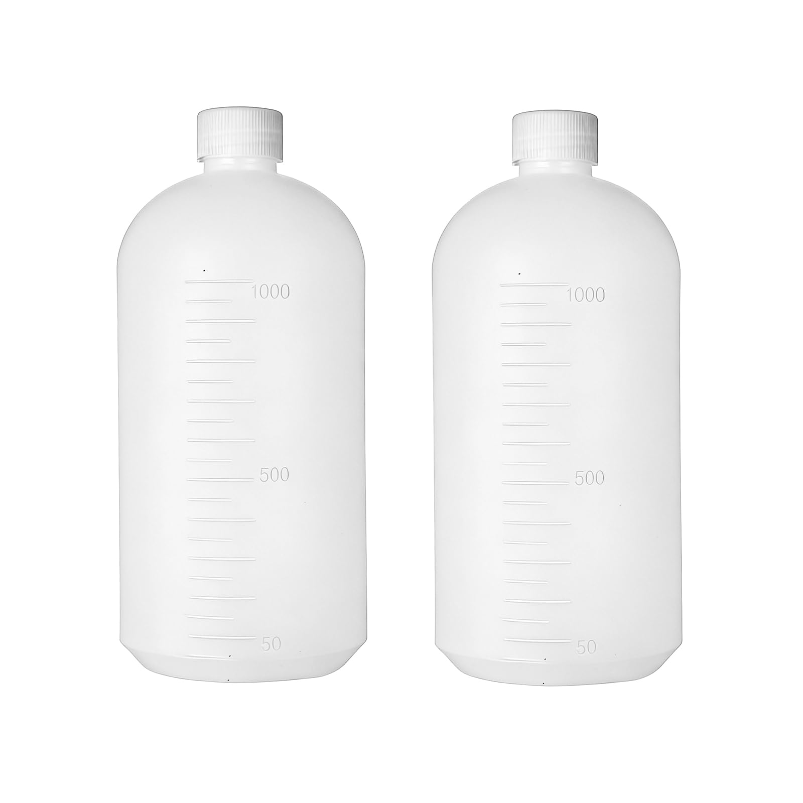 2PCS 1000ml/34oz Plastic Small Mouth Graduated Lab Chemical Reagent Bottle Sample Sealing Bottle with Inner Plug Leak-Proof Laboratory Reagent Bottle Boston Rounds Liquid Storage Containers Jar Pot