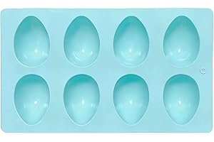 Easter Egg Molds 8-Cavity, Egg Shaped Food Grade Silicone 3D Mould for Chocolate & Baking, Vegan Deviled Eggs Peanut Filling,