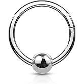 Pierced Owl - 16GA Ball Closure Hoop 316L Surgical Stainless Steel Hinge Hoop Septum Cartilage Helix Daith Segment Ring