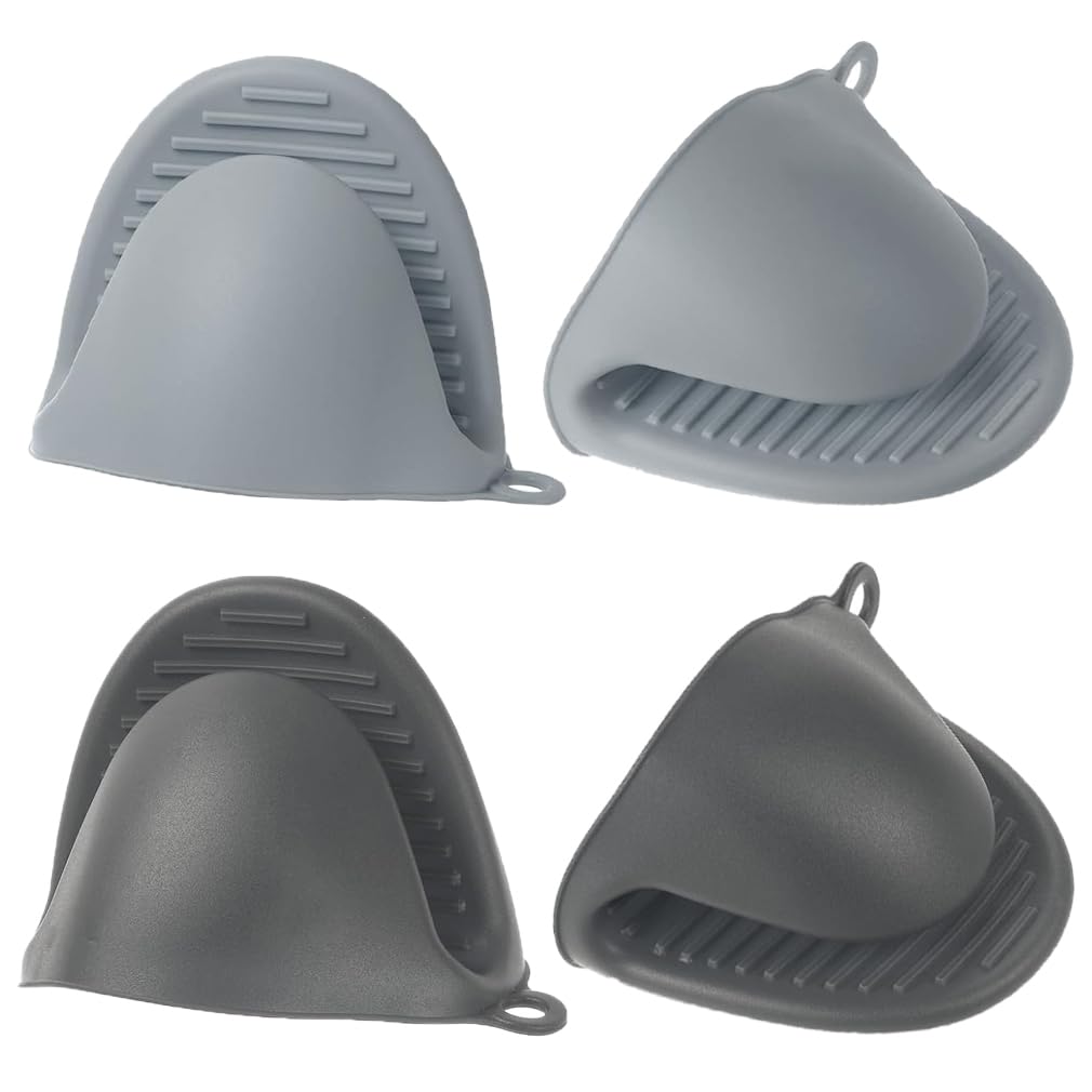 4Pcs Oven Gloves - Silicone Oven Mitts, Thicken Silicone Pot Holder, Waterproof Finger Gripper Mittens, Mini Heat Resistant Non-Slip Pinch Grips, BBQ Accessories for Kitchen Baking, Cooking, Grilling