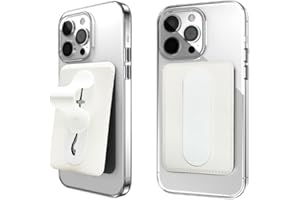 MOMO STICK Momostick - Leather Phone Card Wallet with Secure Finger Grip, Sticker Type Vegan Leather Phone Card Holder Sleeve Pouch with Phone Stand, Compatible with Most Smartphones, 2 Cards Space - White