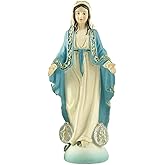 Virgin Mary Statue, Resin Mother Mary Catholic Decor, 4.72 Inch | Small resin Virgin Mary statue for shelves, prayer spaces or home altars; meaningful Catholic decor and religious gift