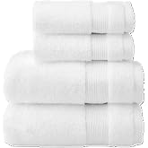 Purely Indulgent 100% Cotton Towel Set, White, 4-Piece Set with 2 Hand Towels 16x30 in and 2 Washcloths 13x13 in