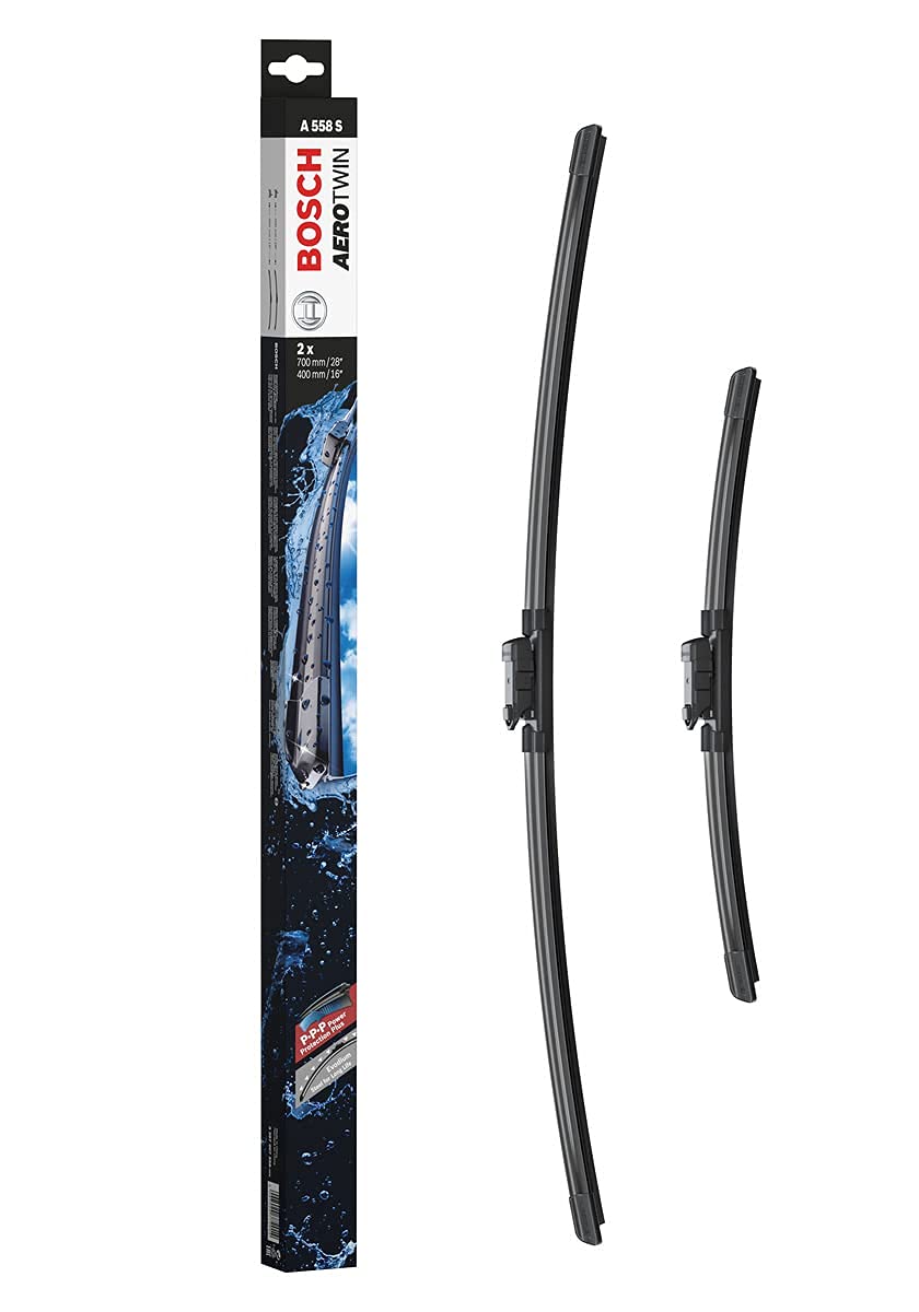 Bosch Aerotwin A 558 S - Front Windscreen Wipers - Set of 2 Replacement Blades - Comes with Pre-assembled Adapter - 2 Blades, 700mm/400mm - Only for left-hand drive (EU)