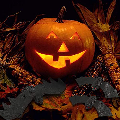 HAKACC Halloween Fledermäuse, 8 Stück Hängende Fledermäuse Realistische Gespenstische Fledermause Hängende Spuk-Gummi für Halloween Party Dekoration Kostüme
