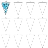 UNICRAFTALE 16Pcs Stainless Steel Triangle Open Back Bezel Pendants 37x23mm Frame Pendants Charm Epoxy Resin Geometric Tray Pressed Flower Jewelry Blank Charms for UV Resin Making