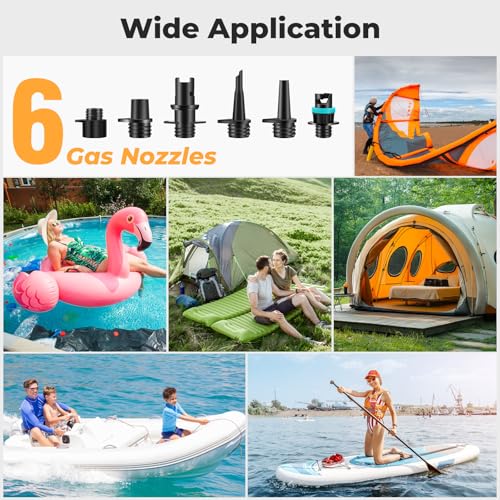 20 PSI High-Pressure Electric SUP Pump with 13500mAh Rechargeable Battery, 12V Car-Powered Ultra-Lightweight Air Pump for Paddle Boards, Kayaks, Inflatables