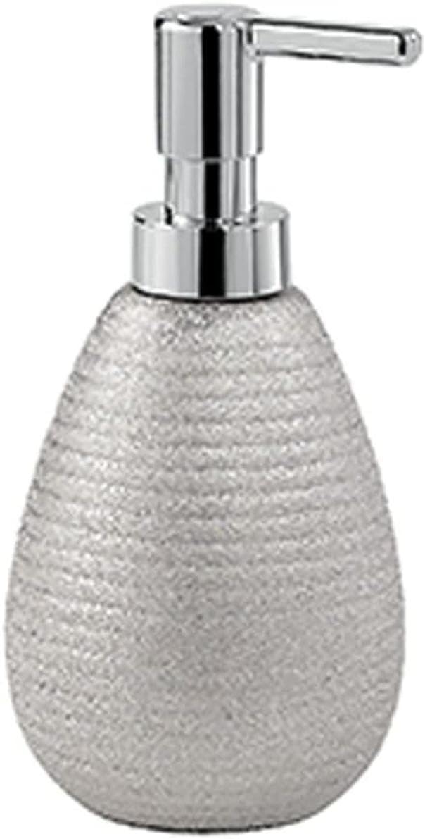 Gedy Silver, G-Astrid Bathroom Soap Dispenser, Dimensions 16.6 x 8.3 x 8.3 cm, Weight 0.23 kg, Ceramic Soap Dispenser, Year of Warranty 2, R&D Design, Unique