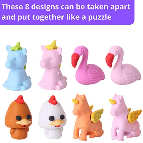 Mr. Pen Animal Topper Erasers, 22 Pack, 8 Pack Take Apart Animal
