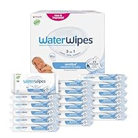 WaterWipes Sensitive+ Newborn & Baby Wipes, 1080 Count (18 Packs), 3-In-1 Cleans, Cares, Protects, 99.9% Water, Unscented