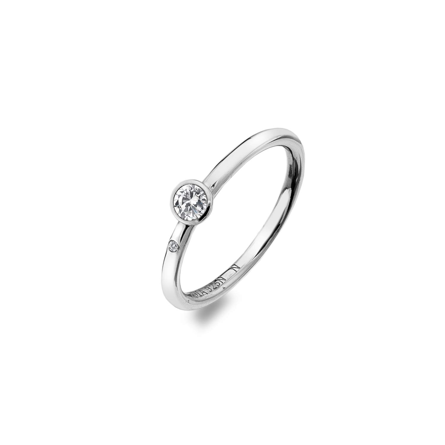 Hot Diamonds Tender Solitaire 925 Sterling SIlver Ring for Women | Small Silver Ring for Women with White Topaz & Real Diamond | Gift Box Included Size S
