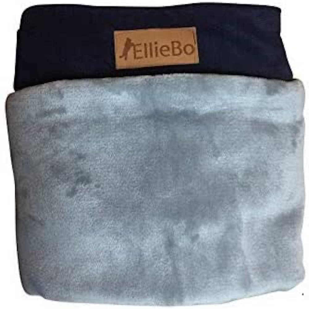 Ellie-Bo Jumbo Dog Bed Cover for 60-inch Dog Cage/Crate - Blue Corduroy/Grey FauxFur