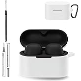 Silicone Case Cover for Sony WF-1000XM6, Soft Skin Silicone Case Cover for WF-1000XM6 with Keychain, Washable & Sweatproof, Full Protective Case for Men and Women, White