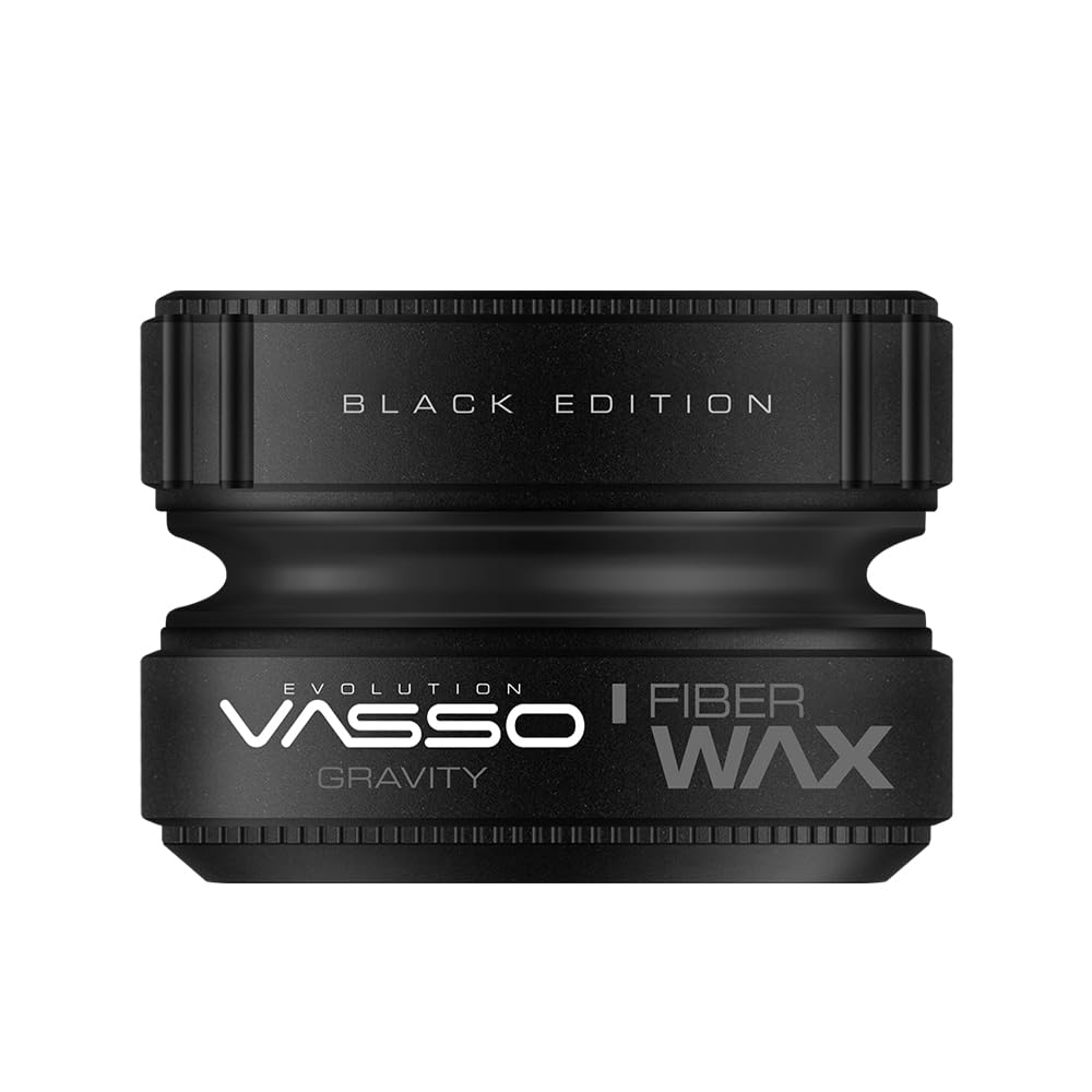 VASSO Black Edition Fibre Hair Wax, Black, 150 ml – Textured Styling Wax for Men, Barber & Home Use