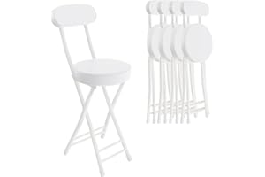 H HOMEWINS Cushioned Padded Folding Stool,4PCS 23.6-Inch Counter Height Bar Stool,Portable Folding Stool with Handle for Fishing Hiking Gardening Travel BBQ