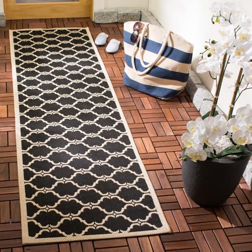 SAFAVIEH Washable Rug Outdoor Courtyard Collection - 2'3" x 8' Runner, Black &…