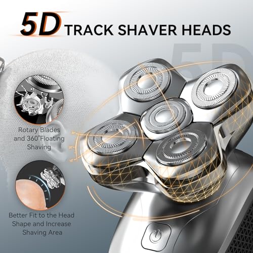 MAXGROOM Head Shaver for Bald Men, Waterproof Wet/Dry 5-in-1 Electric Shaver Razor Beard Grooming Kit, Easy to Clean with Skin Close Results