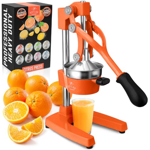 Zulay Kitchen Saftpresse Manuell aus Gusseisen, Saftpresse Orangenpresse Manuell für Zitrusfrüchte, Robuste Obstpresse aus Edelstahl, Cast Iron Juicer, Manual E