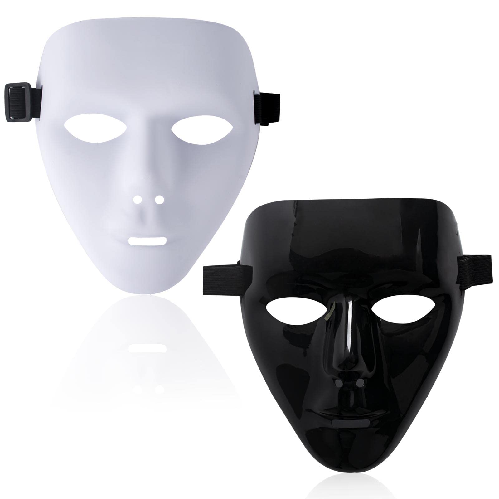 AWAVM 2-Pack Hip Hop Masks - Full Face Hacker Masks for Men & Women, Halloween & Party Props (White & Black)