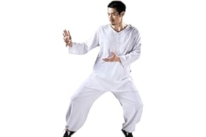KSUA Mens Tai Chi Uniform Chinese Kung Fu Clothing Cotton Tai Chi Suit for Martial Arts Kungfu Taichi Zen Meditation