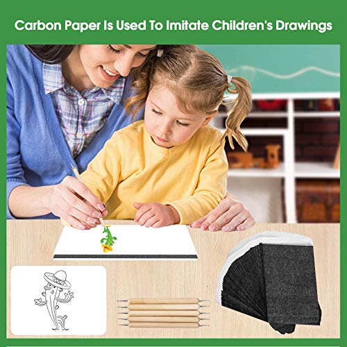 PSLER 215 Sheets Carbon Paper Sheets, Carbon Copy Paper with 5PCS Embossing Stylus for DIY Woodworking, Paper, Canvas and Other Art Craft Surfaces(A4 Size)