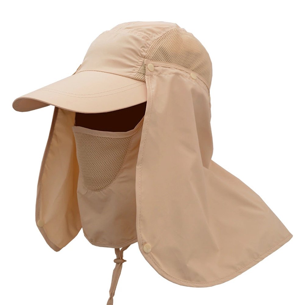 JITTY Sun Cap UV Protection Removable Neck & Face Flap Cover Caps for Baseball Summer Outdoor Hiking Cycling Fishing Gardening Hunting Camping (Khaki)