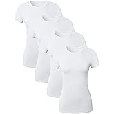 Sugar Sunday Cotton Crew Neck T Shirts for Women Short Sleeve Tshirt Basic Tees Crewneck Womens Tops Undershirt Multipack