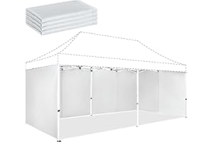 CROWN SHADES 10x20 Canopy Sidewalls (4pck) - Replacement Walls for 10x20 Gazebo, Event Shelter Accessories - White