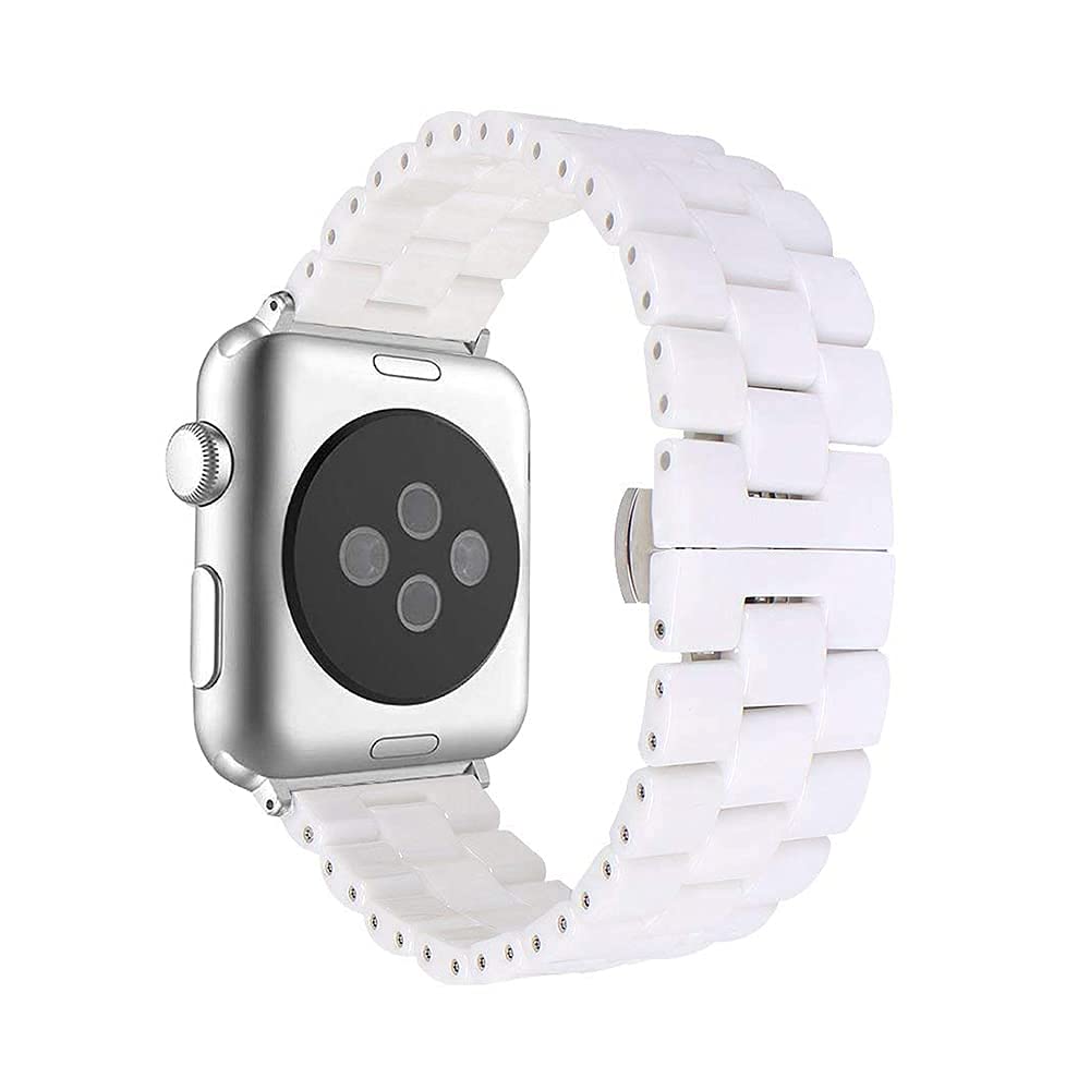 Photo 1 of AISPORTS Compatible for Apple Watch Band 49mm 46mm 45mm 44mm 42mm Ceramic, Stainless Steel Butterfly Buckle Wristband Replacement Band for Apple Watch Ultra 2/Ultra/Series 10/9/8/7/6/5/4/3/2/1/SE