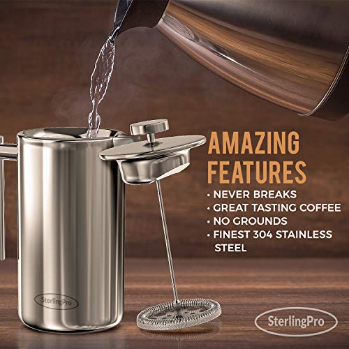 SterlingPro French Press Coffee Maker (1L)Double Walled Large Coffee
