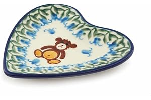 POLMEDIA POLISH POTTERY Authentic Polish Pottery Tea Bag or Lemon Plate in Childrens Baby Bear Design Handmade in Bolesławiec Poland by Ceramika Artystyczna + Certificate of Authenticity