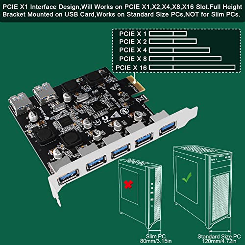 FebSmart 7Ports Superspeed 5Gbps USB 3.0 PCIE Expansion Card for