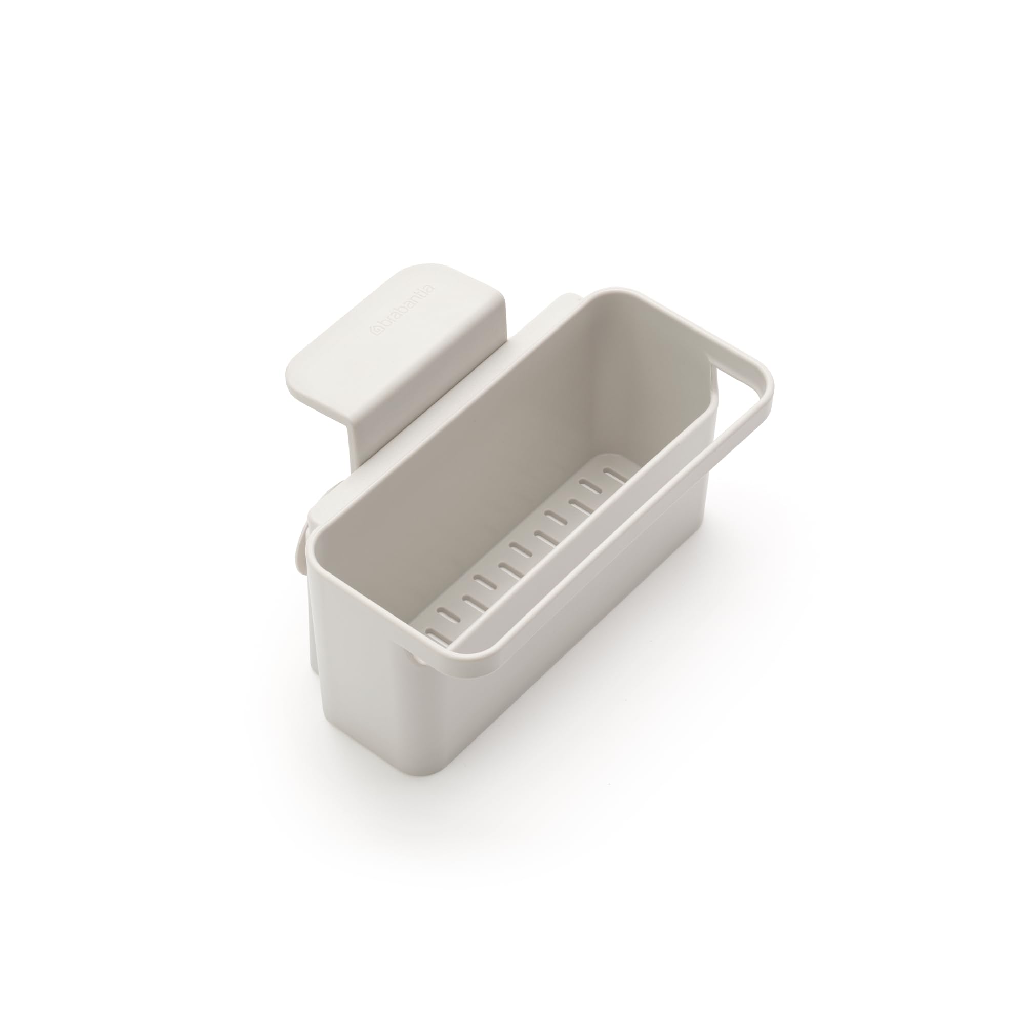 Brabantia In-Sink Organiser Caddy with Suction Cups & Drainage Holes (Light Grey) Easy-Fix Kitchen Tidy Holder for Sponges, Cloths & Washing Up Brushes (12.7x17.1x10.6cm)
