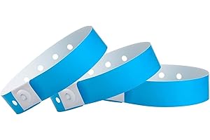 500 WristCo Neon Blue Plastic Wristbands for Events – Extended Wear, Secure Snap Prevents Reuse – Premium-Grade Bracelets for Hospital & Medical ID, Party & VIP Identification