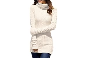 v28 Women Polo Neck Long Slim Fitted Dress Bodycon Turtleneck Cable Knit Sweater