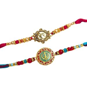 Manushya Rakhi Set of 2 Premium Designer Rakhi for Brother and Bhabhi | Handmade Raksha Bandhan Rakhi | Traditional Gift