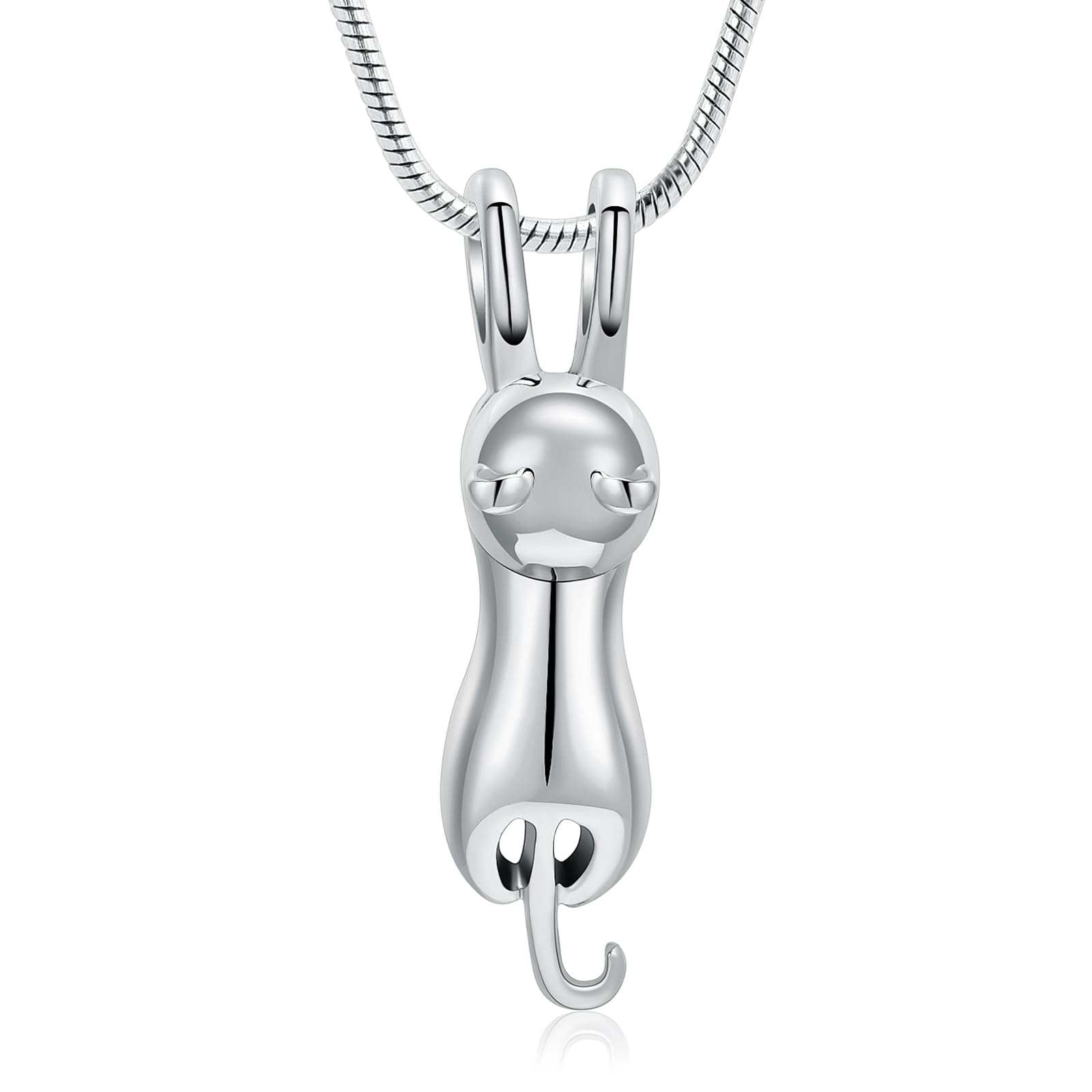 VCCWYQK Urn Necklace for Ashes for Pet, Stainless Steel Memorial Pendant for Ashes Holder Keepsakes Jewelry for Cat (B)