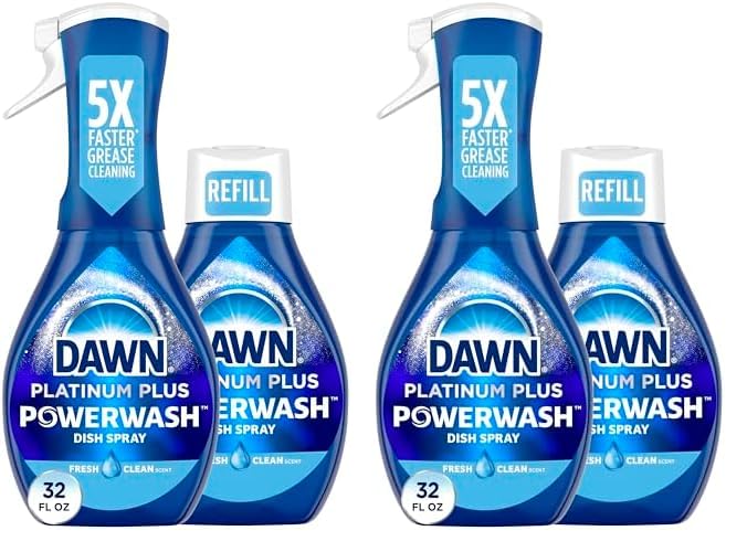 Dawn Powerwash Spray Starter Kit, Platinum Dish Soap, Fresh Scent, 1 Starter Kit + 1 Powerwash Refill, 16 fl oz each (Pack of 2)