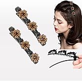 2Pcs 2025 New Sparkling Crystal Stone Braided Hair Clips, Hair Clip for Short and Long Hair, Short Duckbill Hair Clips for Thick and Fine Hair for Women and Girls(Champagne Color)