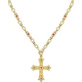 Pikvyo Elegant Gold Cross Necklace for Women, Chunky Religious Pendant Gift for Her, Durable Layering Chain Jewelry