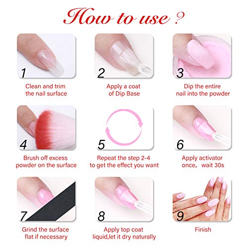 CHICFAN Nail Dip Powder Set - 10 Colors Glitter Dipping Powder Nail Gift Box for DIY Manicure - Nail Art Powder System